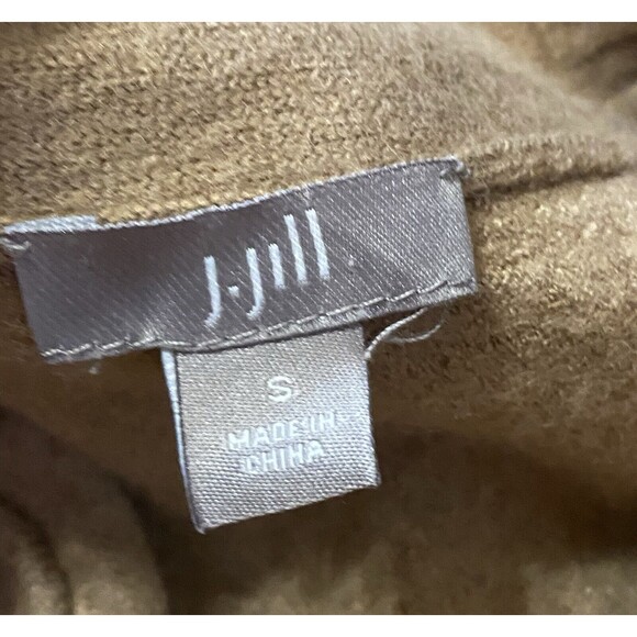 J Jill Cardigan Sweater Open Front Long Wool Blend Small Camel Brown Minimalist - Picture 3 of 9